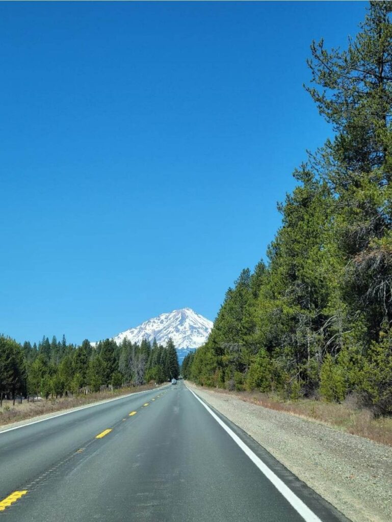 View of Mount Shasta from the road